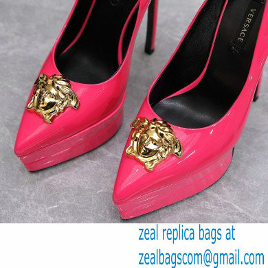 Versace Heel 15.5cm platform 1.5cm Barocco Palazzo La Medusa Pumps Patent Fuchsia 2022 - Click Image to Close