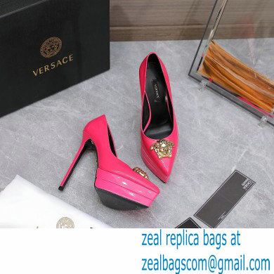 Versace Heel 15.5cm platform 1.5cm Barocco Palazzo La Medusa Pumps Patent Fuchsia 2022 - Click Image to Close