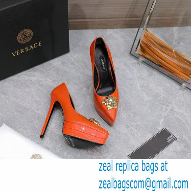 Versace Heel 15.5cm platform 1.5cm Barocco Palazzo La Medusa Pumps Patent Orange 2022