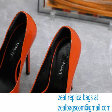 Versace Heel 15.5cm platform 1.5cm Barocco Palazzo La Medusa Pumps Patent Orange 2022 - Click Image to Close