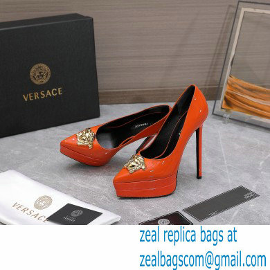 Versace Heel 15.5cm platform 1.5cm Barocco Palazzo La Medusa Pumps Patent Orange 2022