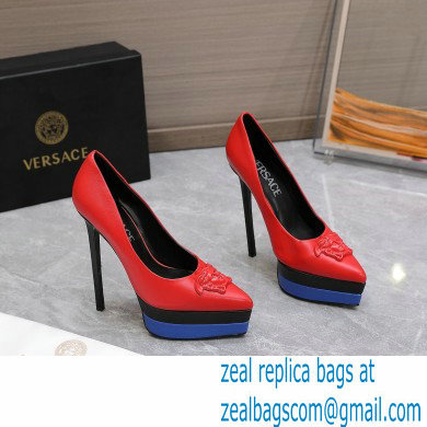 Versace Heel 15.5cm platform 1.5cm Barocco Palazzo La Medusa Pumps Red/Blue/Black 2022 - Click Image to Close