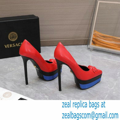 Versace Heel 15.5cm platform 1.5cm Barocco Palazzo La Medusa Pumps Red/Blue/Black 2022 - Click Image to Close