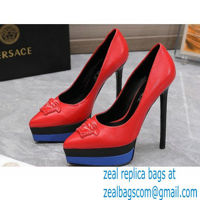 Versace Heel 15.5cm platform 1.5cm Barocco Palazzo La Medusa Pumps Red/Blue/Black 2022 - Click Image to Close