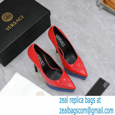 Versace Heel 15.5cm platform 1.5cm Barocco Palazzo La Medusa Pumps Red/Blue/Black 2022 - Click Image to Close