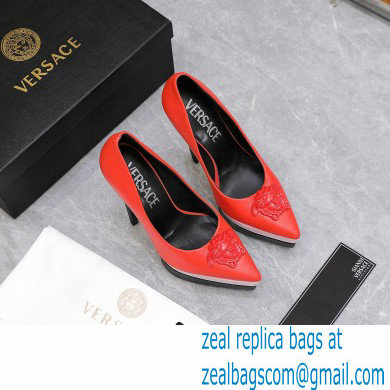 Versace Heel 15.5cm platform 1.5cm Barocco Palazzo La Medusa Pumps Red/Pink/Black 2022 - Click Image to Close