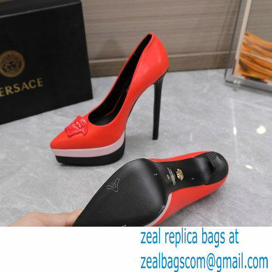 Versace Heel 15.5cm platform 1.5cm Barocco Palazzo La Medusa Pumps Red/Pink/Black 2022 - Click Image to Close