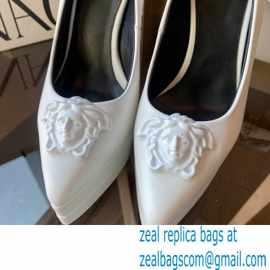 Versace Heel 15.5cm platform 1.5cm Barocco Palazzo La Medusa Pumps White 2022 - Click Image to Close