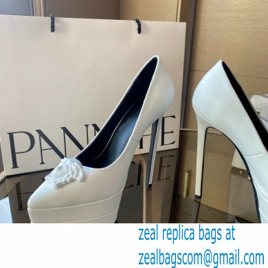 Versace Heel 15.5cm platform 1.5cm Barocco Palazzo La Medusa Pumps White 2022 - Click Image to Close