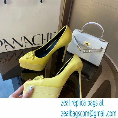 Versace Heel 15.5cm platform 1.5cm Barocco Palazzo La Medusa Pumps Yellow 2022 - Click Image to Close