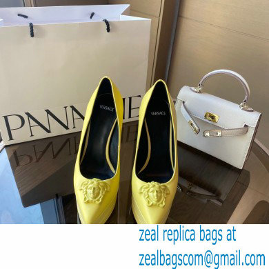 Versace Heel 15.5cm platform 1.5cm Barocco Palazzo La Medusa Pumps Yellow 2022 - Click Image to Close