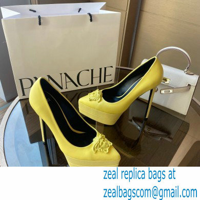 Versace Heel 15.5cm platform 1.5cm Barocco Palazzo La Medusa Pumps Yellow 2022 - Click Image to Close