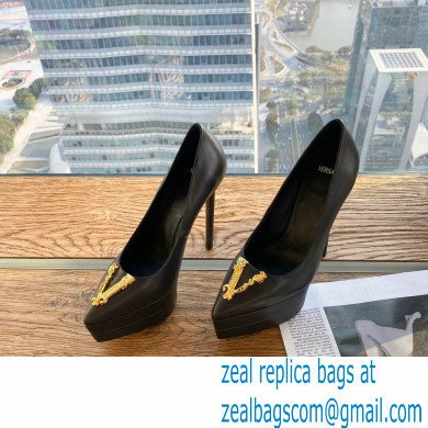 Versace Heel 15.5cm platform 1.5cm Virtus Pumps Black 2022 - Click Image to Close