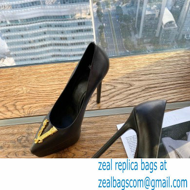 Versace Heel 15.5cm platform 1.5cm Virtus Pumps Black 2022 - Click Image to Close