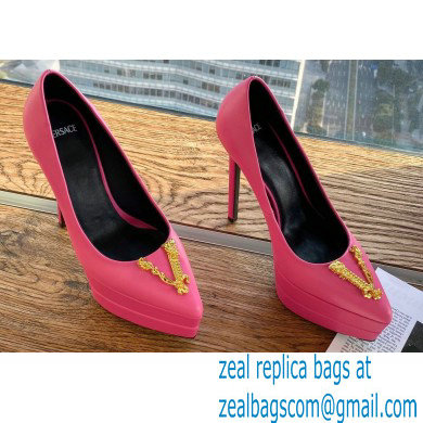 Versace Heel 15.5cm platform 1.5cm Virtus Pumps Fuchsia 2022 - Click Image to Close