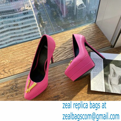 Versace Heel 15.5cm platform 1.5cm Virtus Pumps Fuchsia 2022 - Click Image to Close