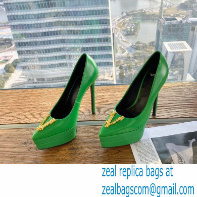 Versace Heel 15.5cm platform 1.5cm Virtus Pumps Green 2022 - Click Image to Close