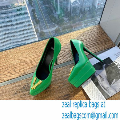Versace Heel 15.5cm platform 1.5cm Virtus Pumps Green 2022 - Click Image to Close