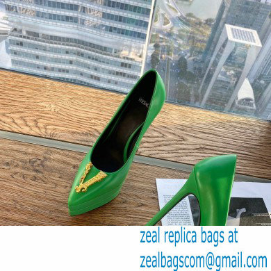 Versace Heel 15.5cm platform 1.5cm Virtus Pumps Green 2022 - Click Image to Close