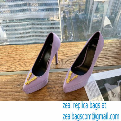 Versace Heel 15.5cm platform 1.5cm Virtus Pumps Lavender 2022 - Click Image to Close