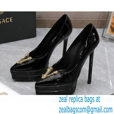 Versace Heel 15.5cm platform 1.5cm Virtus Pumps Patent Black 2022