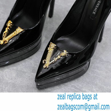 Versace Heel 15.5cm platform 1.5cm Virtus Pumps Patent Black 2022