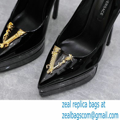 Versace Heel 15.5cm platform 1.5cm Virtus Pumps Patent Black 2022 - Click Image to Close