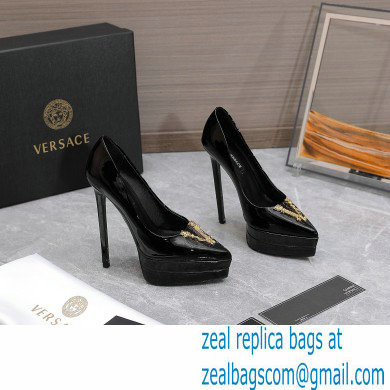 Versace Heel 15.5cm platform 1.5cm Virtus Pumps Patent Black 2022