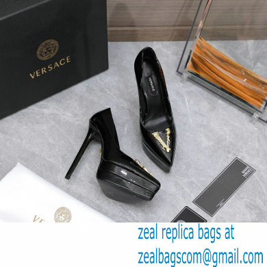 Versace Heel 15.5cm platform 1.5cm Virtus Pumps Patent Black 2022