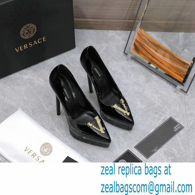 Versace Heel 15.5cm platform 1.5cm Virtus Pumps Patent Black 2022