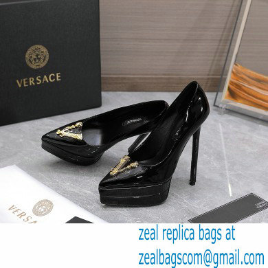Versace Heel 15.5cm platform 1.5cm Virtus Pumps Patent Black 2022 - Click Image to Close