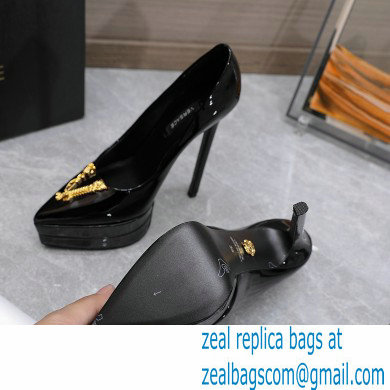Versace Heel 15.5cm platform 1.5cm Virtus Pumps Patent Black 2022 - Click Image to Close
