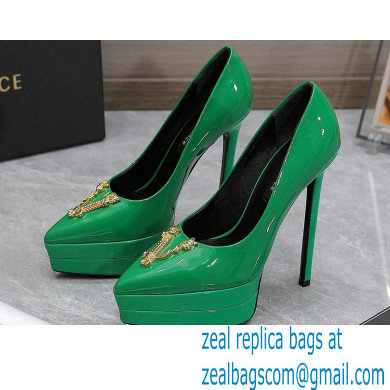 Versace Heel 15.5cm platform 1.5cm Virtus Pumps Patent Green 2022