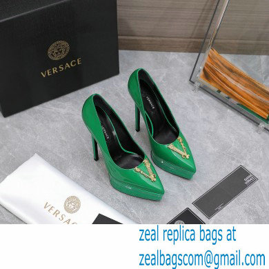 Versace Heel 15.5cm platform 1.5cm Virtus Pumps Patent Green 2022