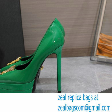 Versace Heel 15.5cm platform 1.5cm Virtus Pumps Patent Green 2022 - Click Image to Close