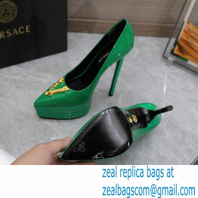 Versace Heel 15.5cm platform 1.5cm Virtus Pumps Patent Green 2022