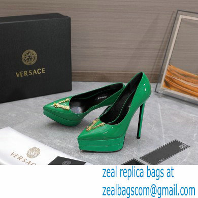 Versace Heel 15.5cm platform 1.5cm Virtus Pumps Patent Green 2022