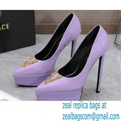 Versace Heel 15.5cm platform 1.5cm Virtus Pumps Patent Lavender 2022 - Click Image to Close