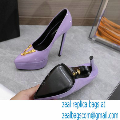 Versace Heel 15.5cm platform 1.5cm Virtus Pumps Patent Lavender 2022 - Click Image to Close