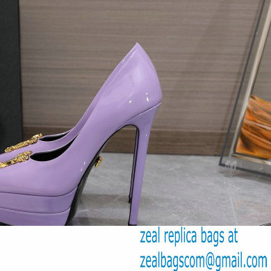 Versace Heel 15.5cm platform 1.5cm Virtus Pumps Patent Lavender 2022 - Click Image to Close