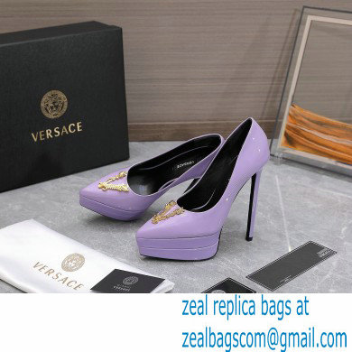 Versace Heel 15.5cm platform 1.5cm Virtus Pumps Patent Lavender 2022