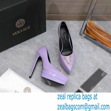 Versace Heel 15.5cm platform 1.5cm Virtus Pumps Patent Lavender 2022 - Click Image to Close
