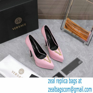 Versace Heel 15.5cm platform 1.5cm Virtus Pumps Patent Pink 2022 - Click Image to Close