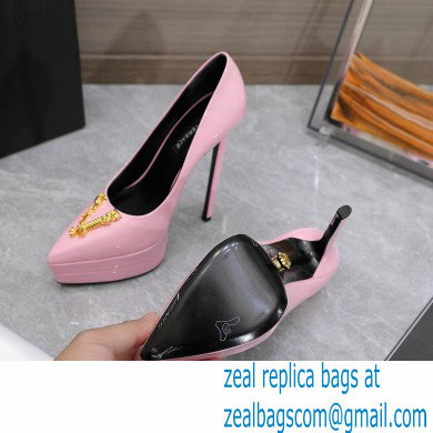 Versace Heel 15.5cm platform 1.5cm Virtus Pumps Patent Pink 2022 - Click Image to Close