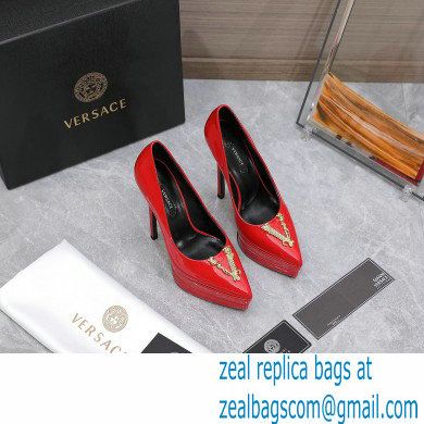 Versace Heel 15.5cm platform 1.5cm Virtus Pumps Patent Red 2022