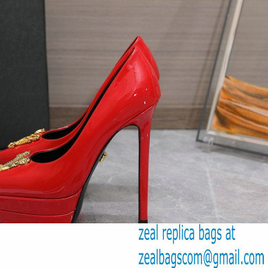 Versace Heel 15.5cm platform 1.5cm Virtus Pumps Patent Red 2022 - Click Image to Close