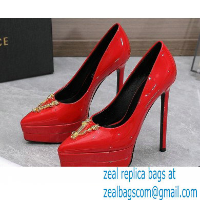 Versace Heel 15.5cm platform 1.5cm Virtus Pumps Patent Red 2022 - Click Image to Close