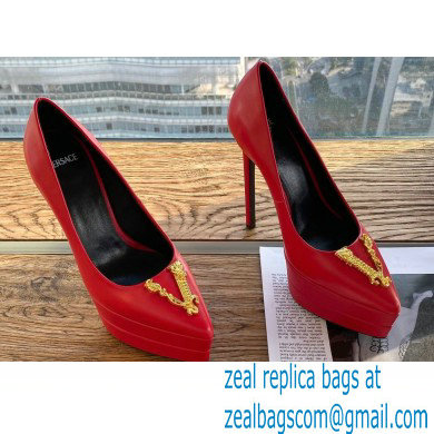 Versace Heel 15.5cm platform 1.5cm Virtus Pumps Red 2022