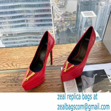 Versace Heel 15.5cm platform 1.5cm Virtus Pumps Red 2022 - Click Image to Close