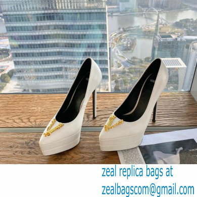 Versace Heel 15.5cm platform 1.5cm Virtus Pumps White 2022 - Click Image to Close